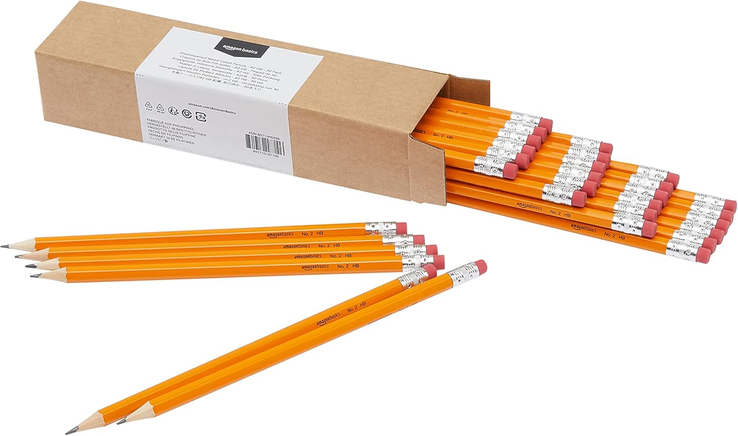 Woodcased Classroom 2 Pencils with Erasers, Pre-Sharpened, HB Lead, Value Pack of 30 Count, Orange